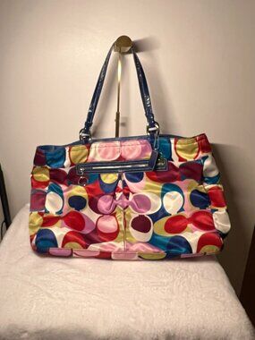 Coach Signature Legacy Scarf Print Weekender Tote from 2010 Like New